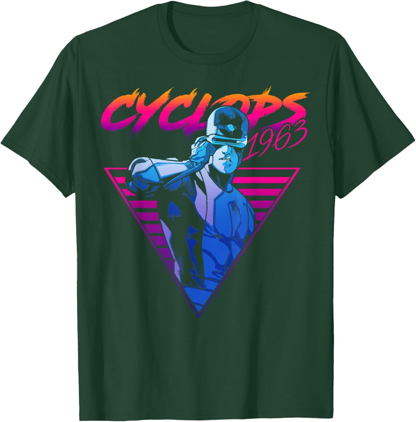 Marvel X-Men Cyclops Retro Neon Triangle Graphic T-Shirt - T-Shirt | Forest
