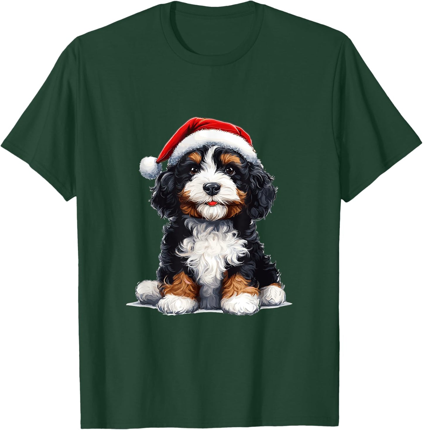 Cute Bernedoodle Dog Christmas Merry X-mas Graphic T-Shirt - T-Shirt | Forest