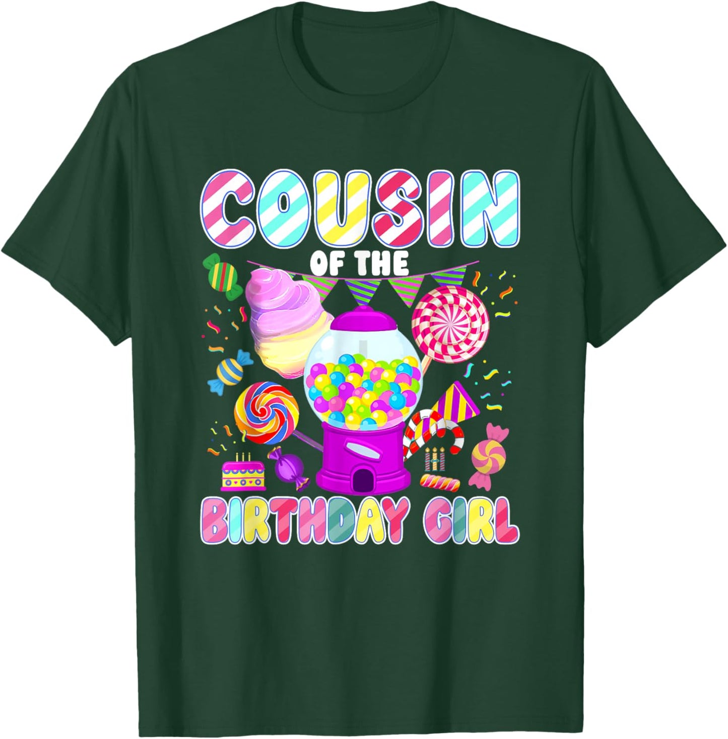 Cousin of The Birthday Girl Candyland Matching Family T-Shirt - T-Shirt | Forest