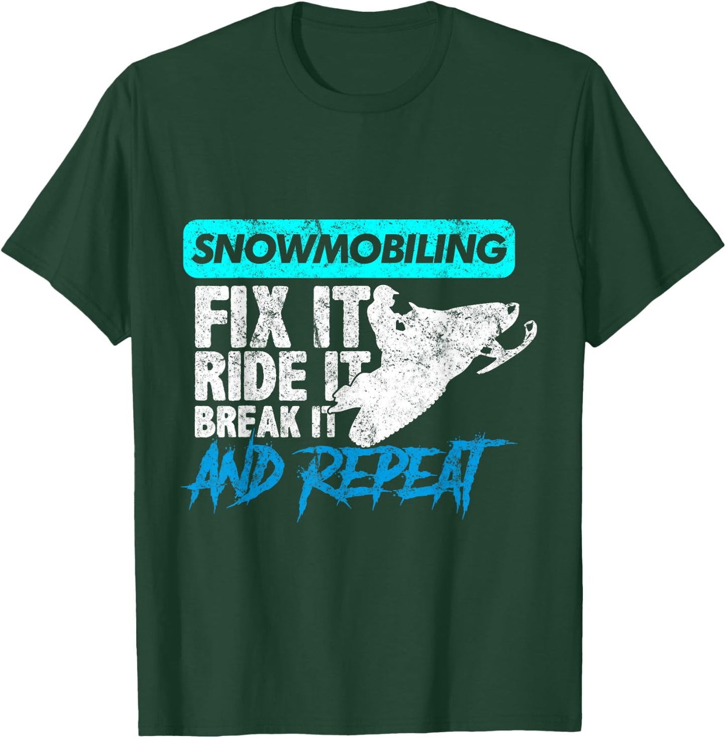 Vintage Snowmobile Snowmobiling Gear Fix It Ride It T-Shirt - T-Shirt | Forest