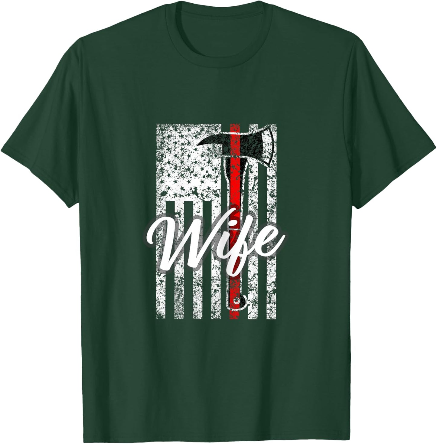 Firefighter Wife Gift Fire Wife Spouse Support Thin Red T-Shirt - T-Shirt | Forest