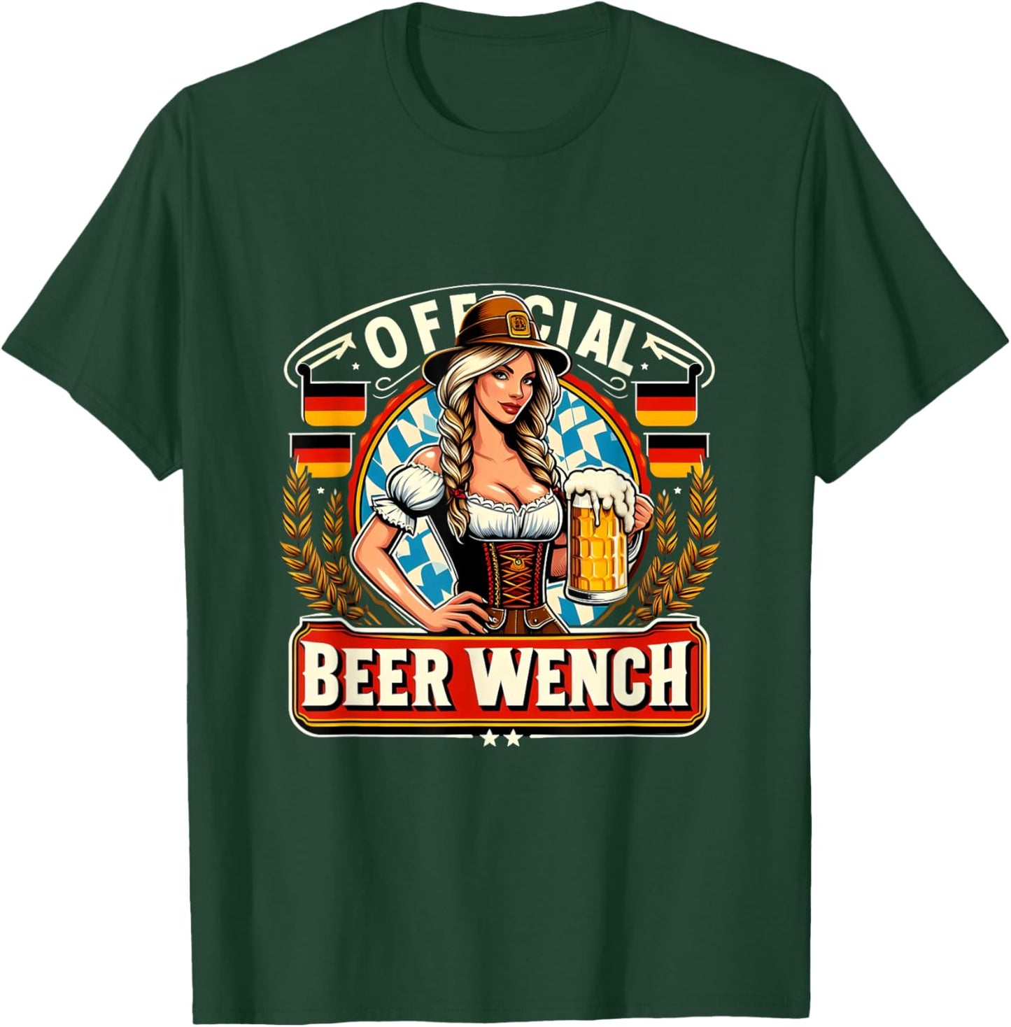 Oktoberfest Official Beer Wench German Flag Drinking Team T-Shirt - T-Shirt | Forest