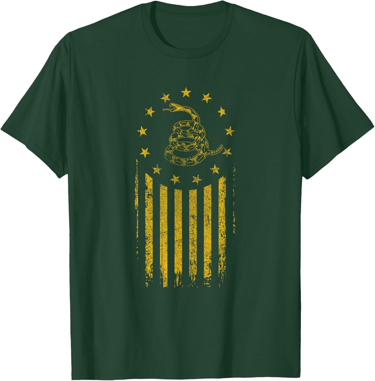 Gadsden Flag Snake - Betsy Ross Flag, 13 Colonies Vintage T-Shirt - T-Shirt | Forest