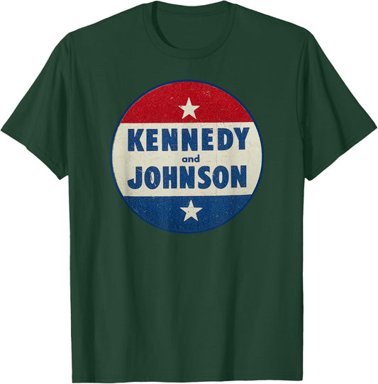 Utopia Sport Kennedy Shop Kennedy and Johnson Pin 1960 Retro T-Shirt - T-Shirt | Forest