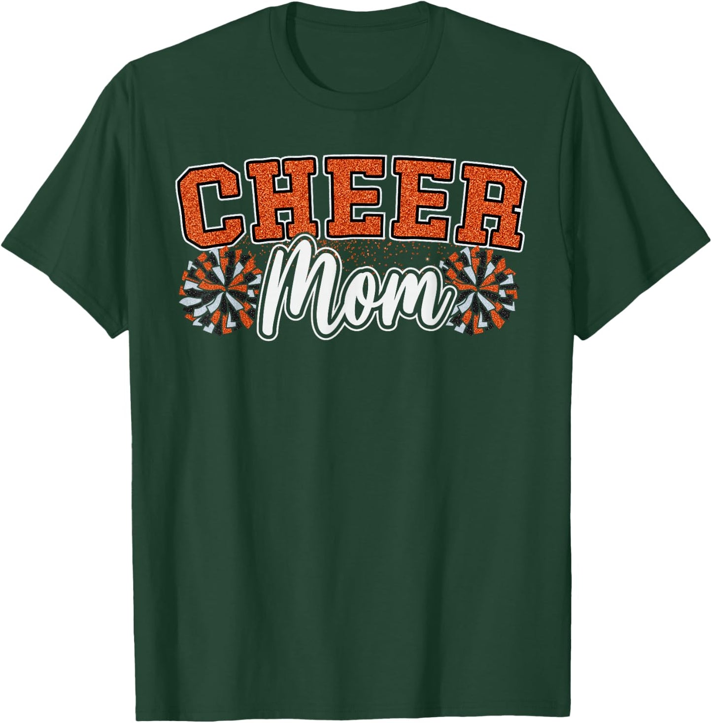 Funny Loud Proud Cheer Mom Mama Cheerleading Orange Pom Poms T-Shirt - T-Shirt | Forest