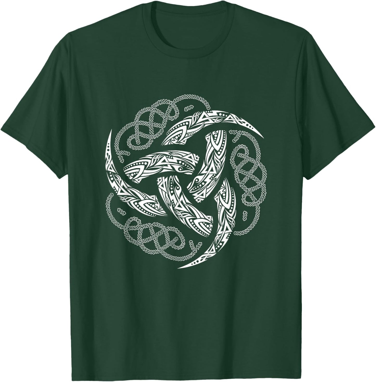 Viking Celtic Knotwork Triple Horn of Odin T-Shirt - T-Shirt | Forest