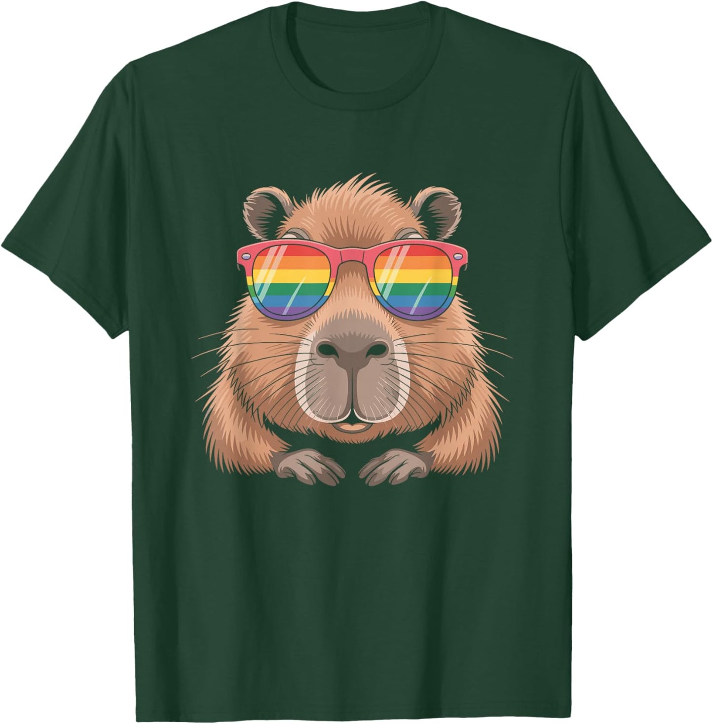 Cute Capybara Rainbow Pride Flag LGBTQ T-Shirt - T-Shirt | Forest
