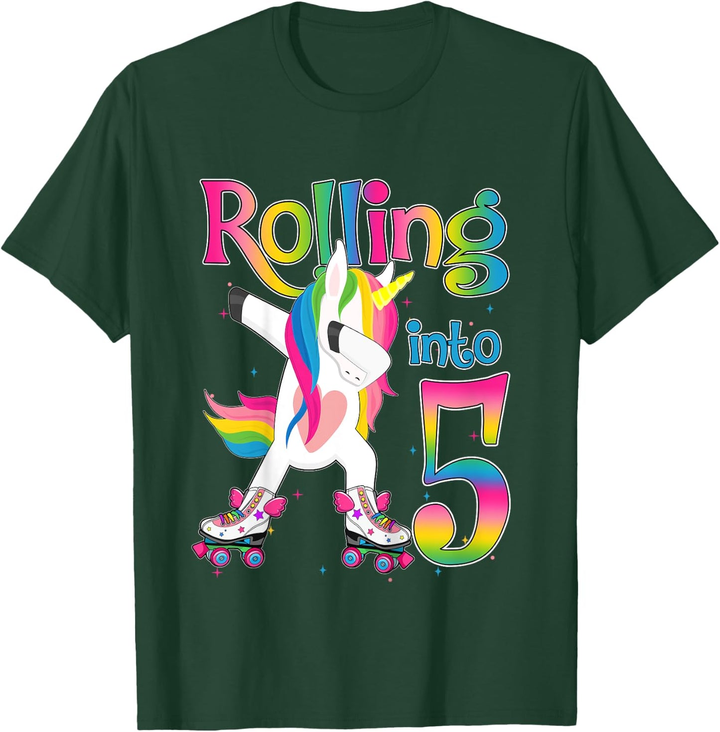 Rolling Into 5 years Let's Roll I'm Turning 5 Roller Skate T-Shirt - T-Shirt | Forest