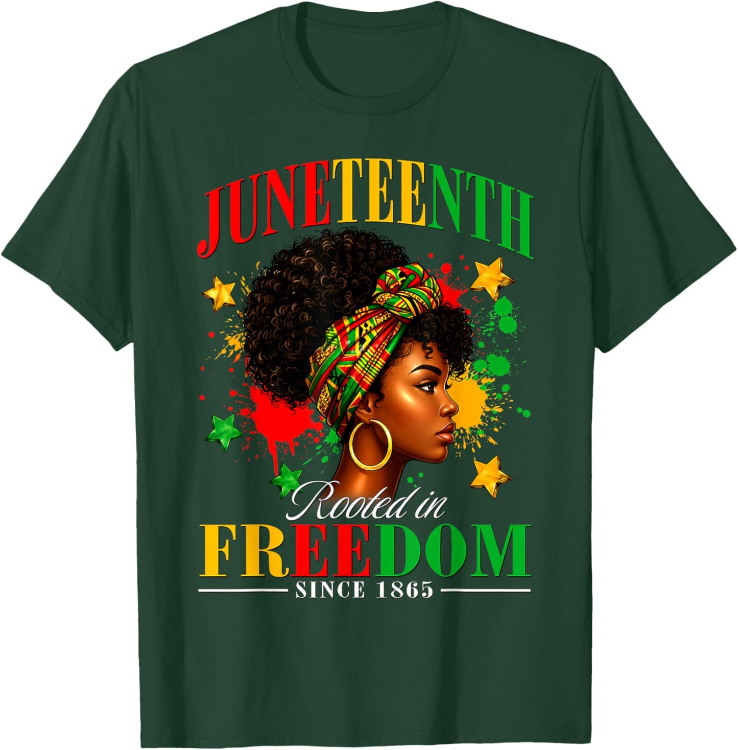 Juneteenth Black Women Rooted in Freedom Juneteenth T-Shirt - T-Shirt | Forest