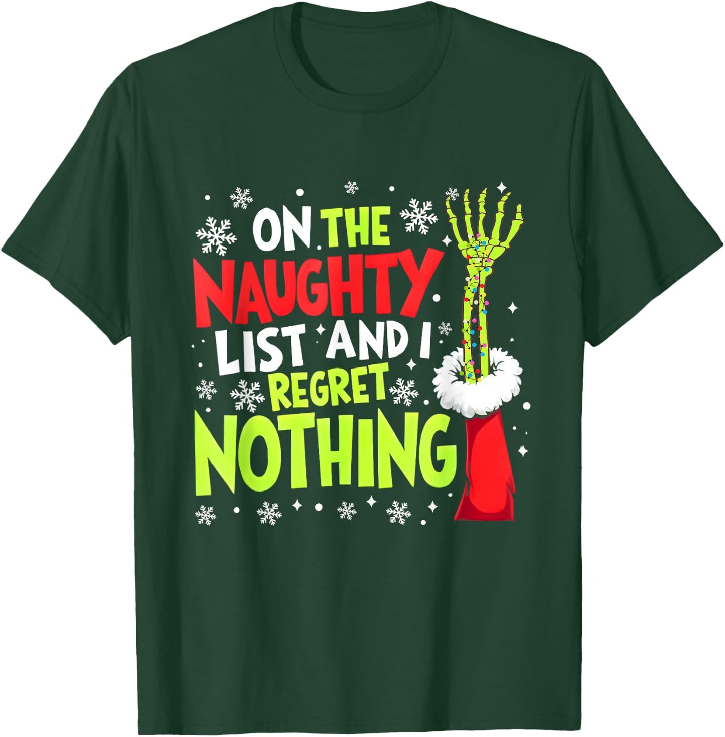 Groovy Christmas Shirts Pajamas Pjs Funny On The List Of Naughty And I Regret Nothing Xmas Meme T-Shirt - T-Shirt | Forest