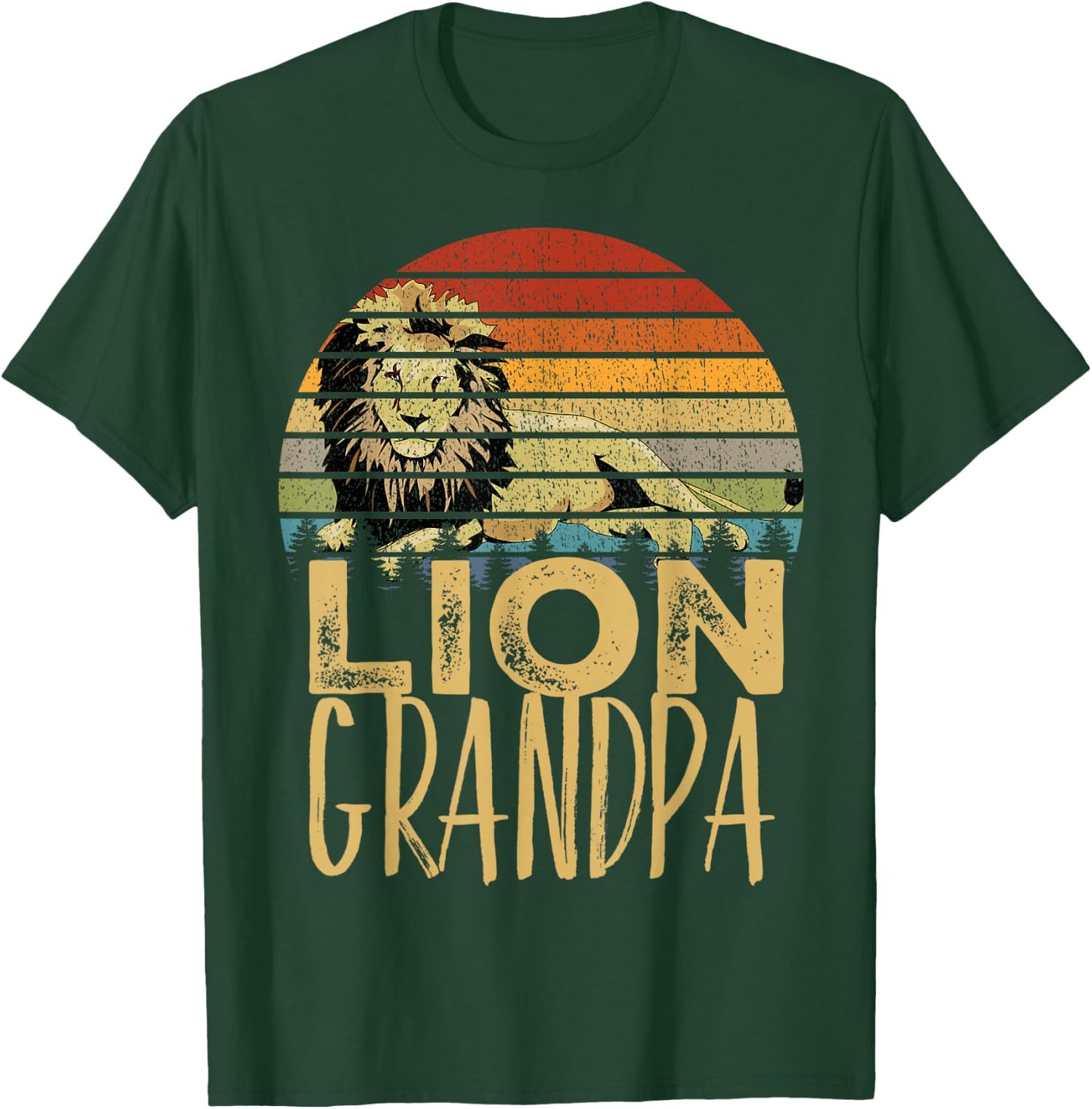 Vintage Lion Grandad Retro Distressed Gift Africa T-Shirt - T-Shirt | Forest