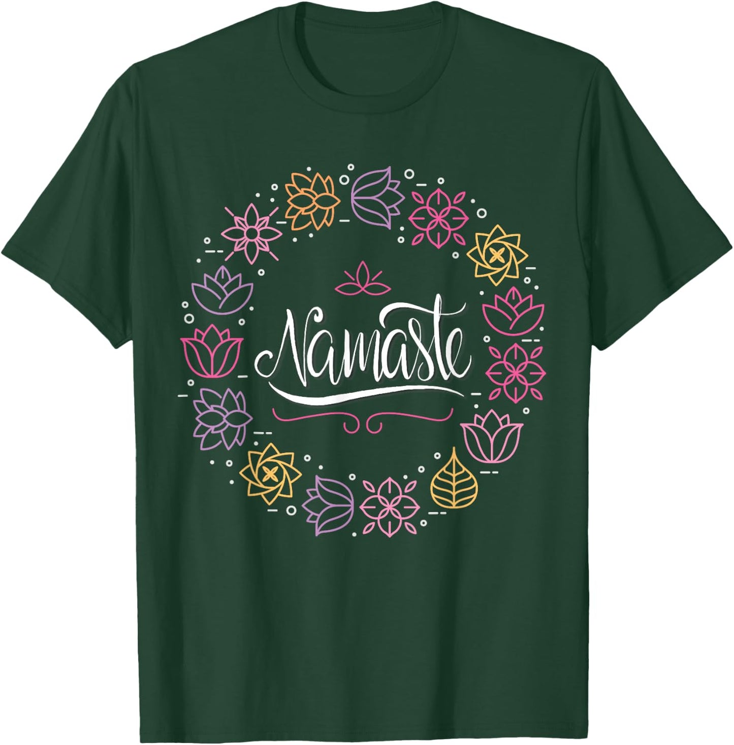 Namaste Flower Of Life Yoga Exercise Meditation Zen Teacher T-Shirt - T-Shirt | Forest