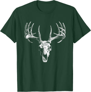 Deer Skull Antler Illustration - Vintage Deer Lover T-Shirt - T-Shirt | Forest