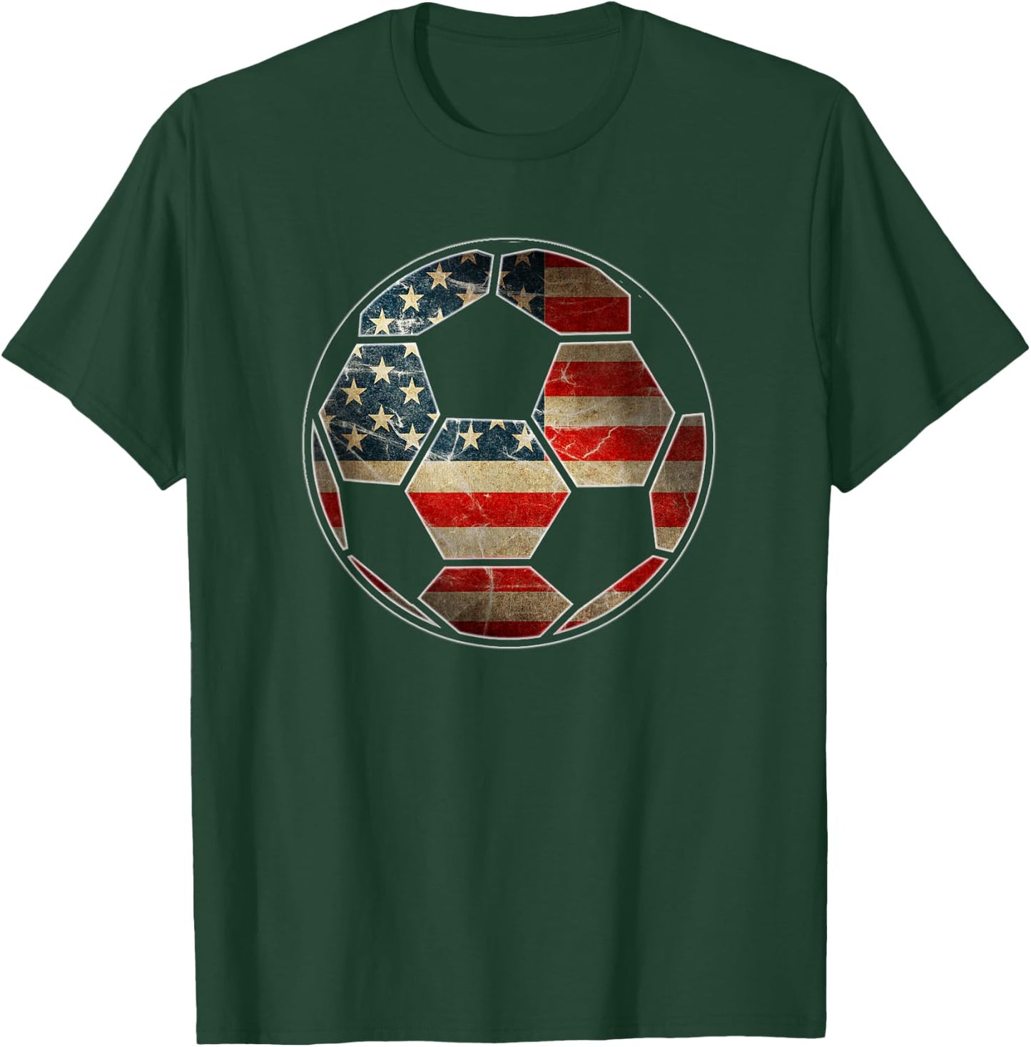 American Flag on Soccer Ball - Soccer Ball Flag T-Shirt - T-Shirt | Forest