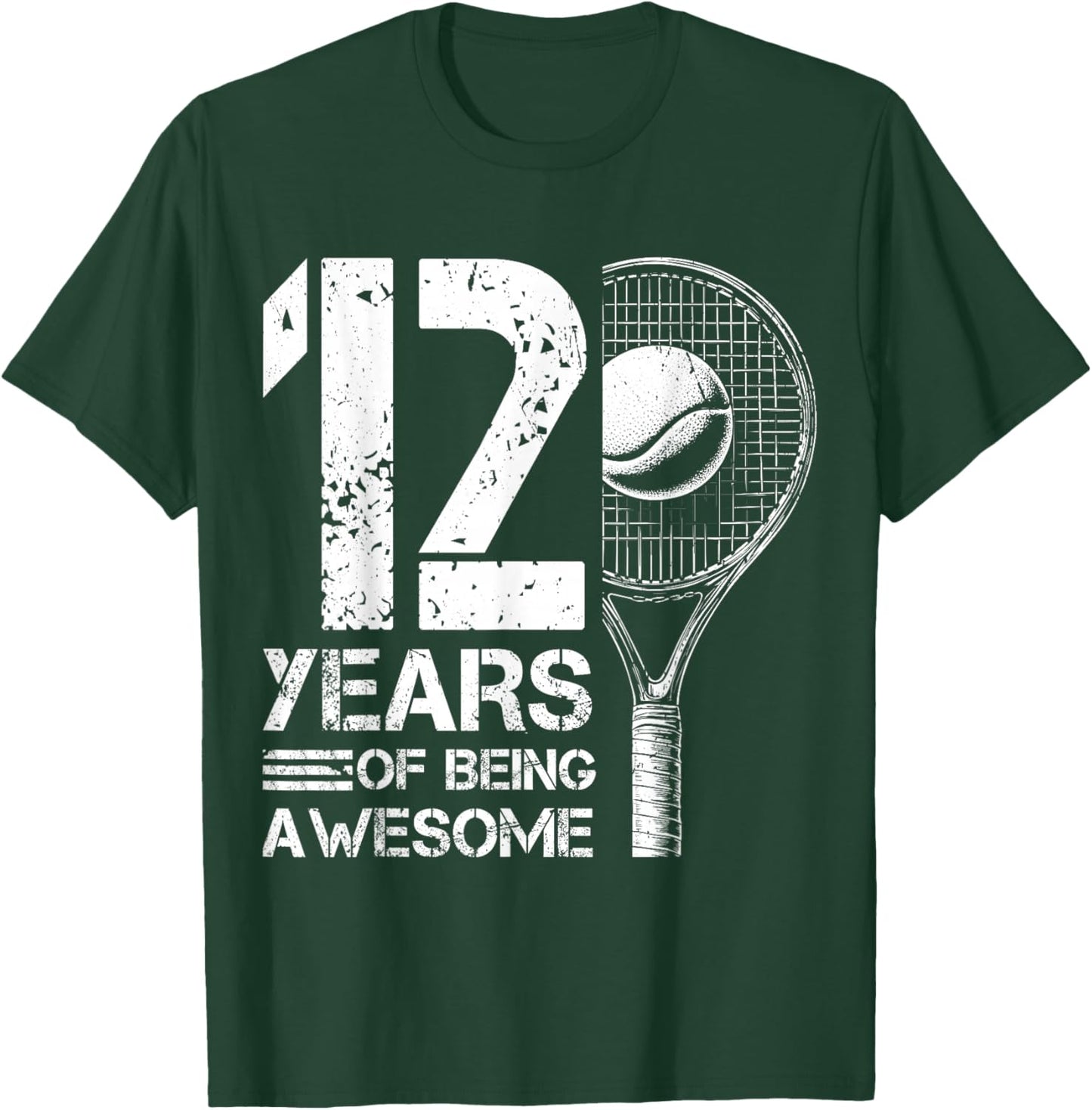 12th Birthday Boys Tennis Player Tennis 12 Years Old T-Shirt - T-Shirt | Forest