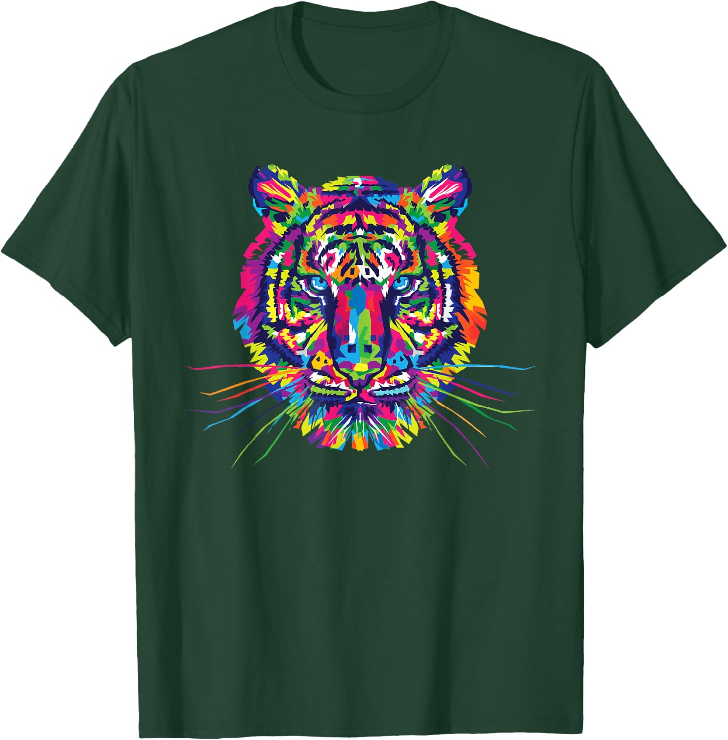 Psychedelic Trippy Rainbow Tiger Head Shirt T-Shirt - T-Shirt | Forest