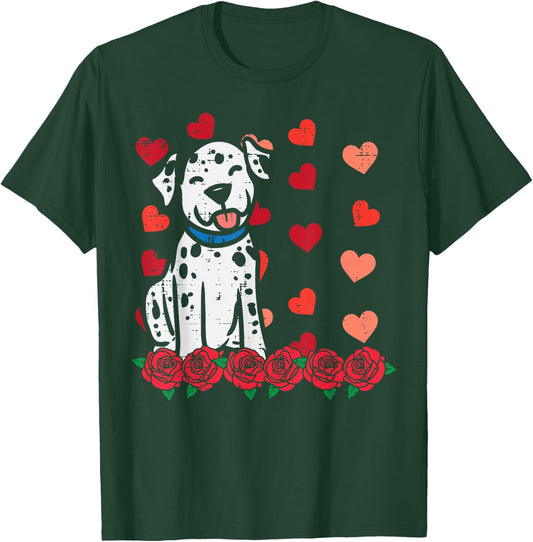 Valentines Day Dalmatian Dog Cute Men Women Kids Toddlers T-Shirt - T-Shirt | Forest