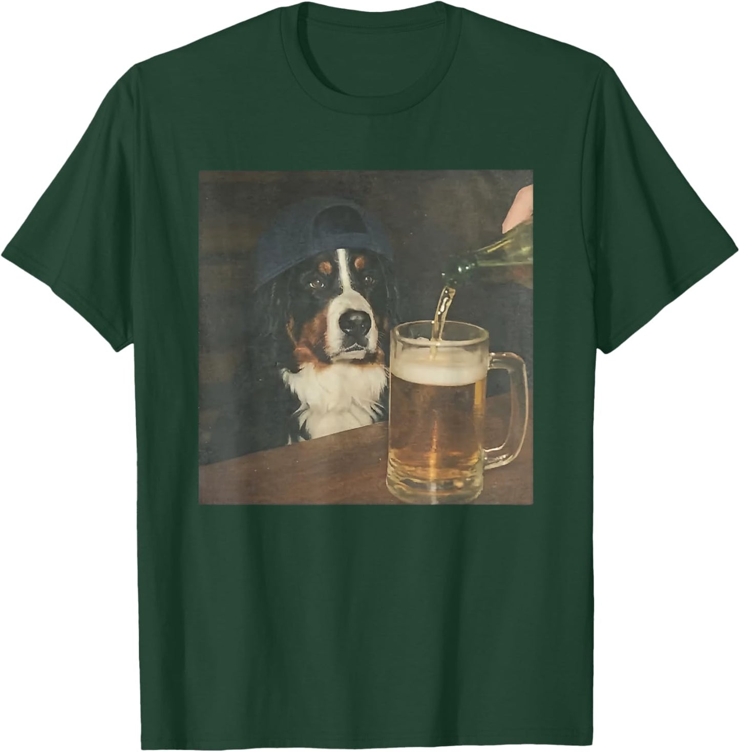 Bernese Mountain Dog Drinking Beer T-Shirt - T-Shirt | Forest