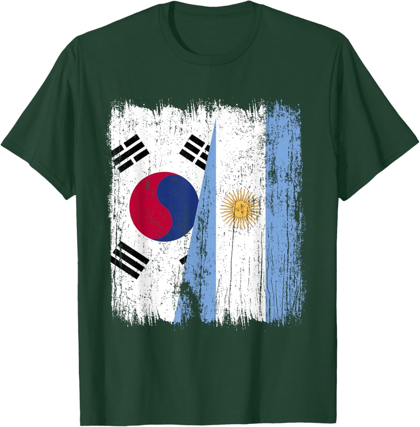South Korea Argentina Half Flag Korean Argentinian Roots T-Shirt - T-Shirt | Forest