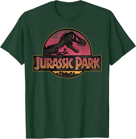 Jurassic Park Logo Gradient Sunset T-Shirt - T-Shirt | Forest