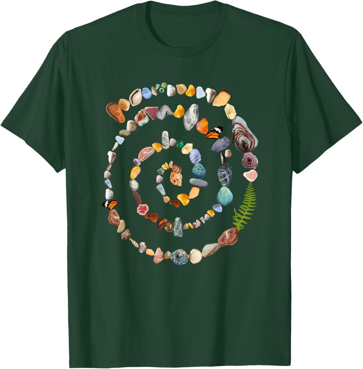 Nature Spiral 90s Ocean Stones Gems Coastal Naturecore T-Shirt - T-Shirt | Forest