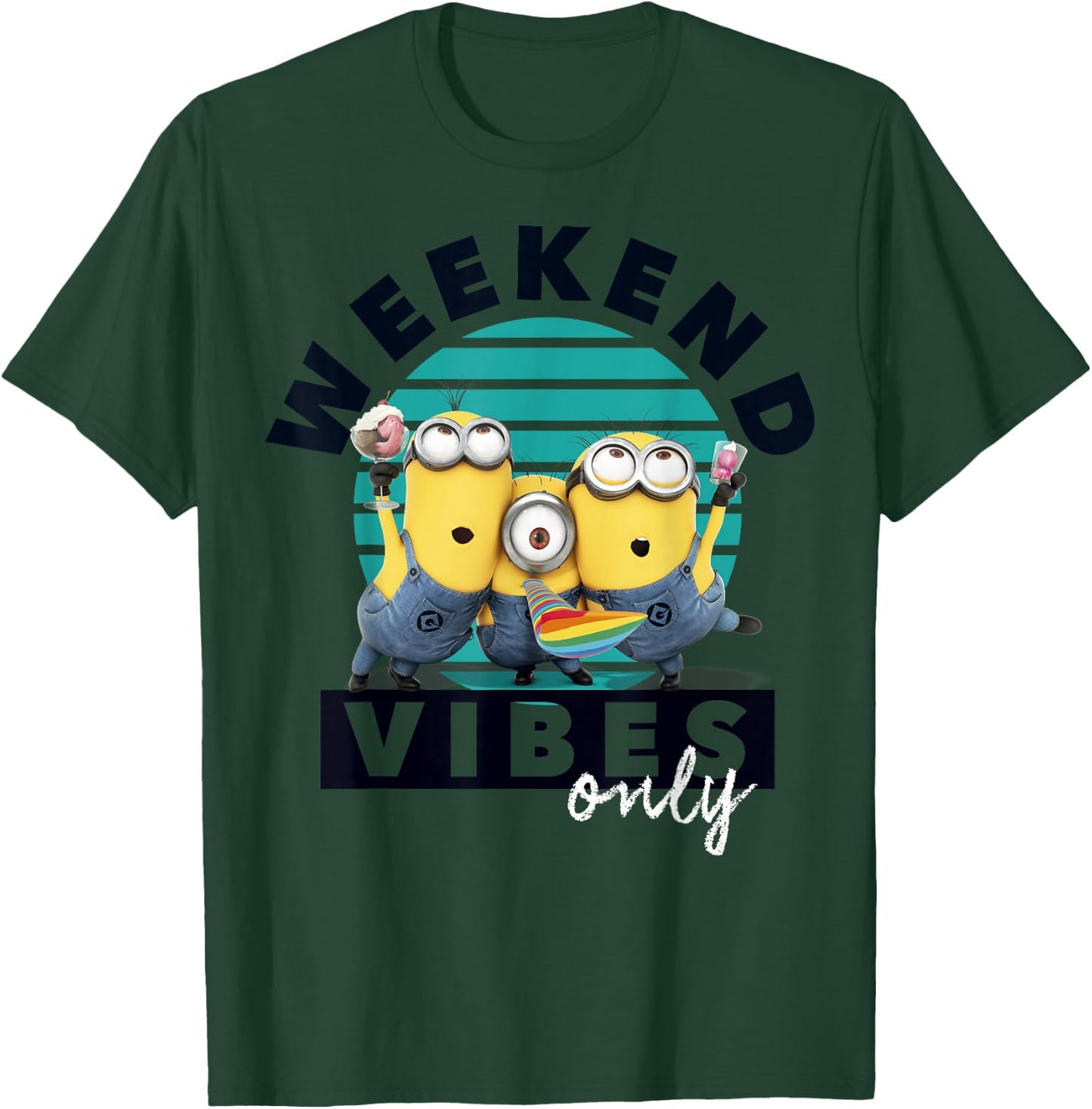 Despicable Me Minions Weekend Vibes Only Graphic T-Shirt - T-Shirt | Forest