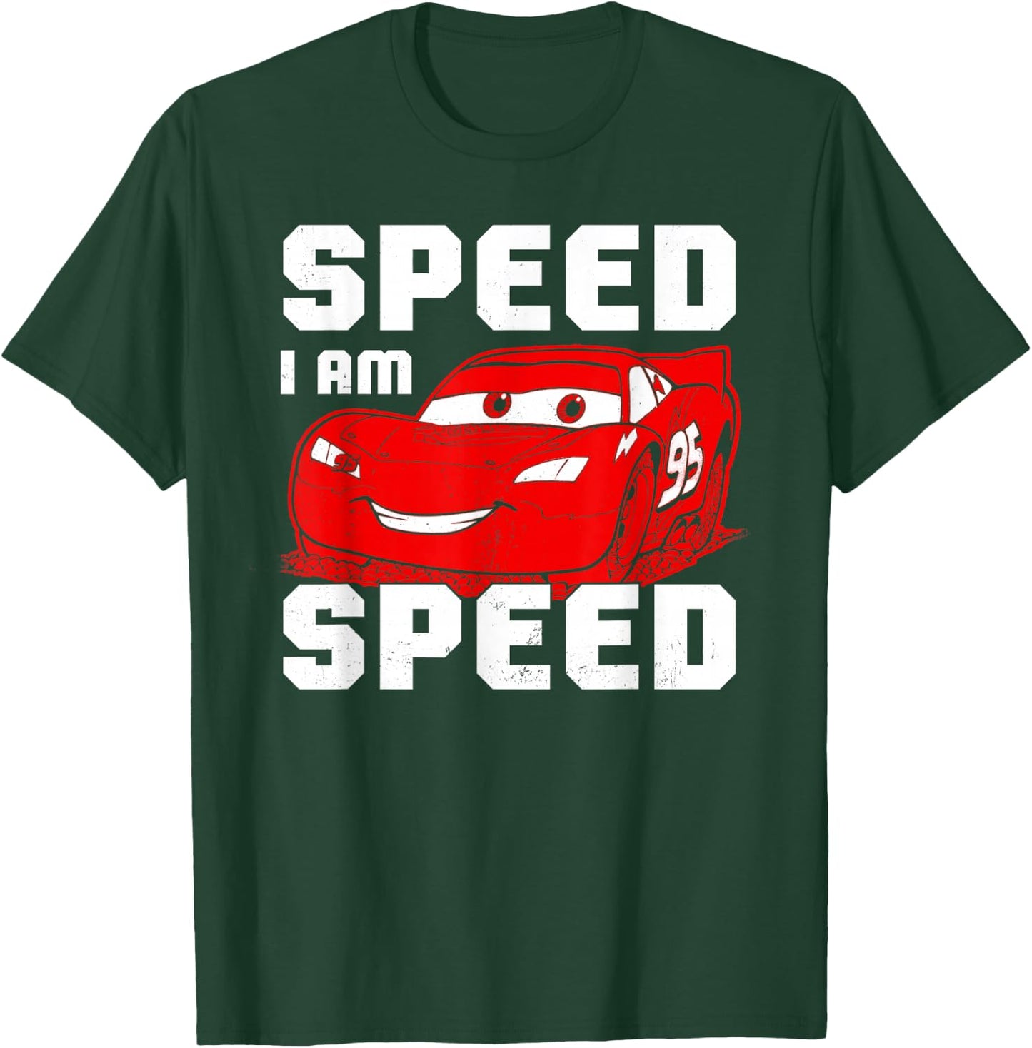 Disney Pixar Cars Lightning McQueen I Am Speed Vintage Logo T-Shirt - T-Shirt | Forest