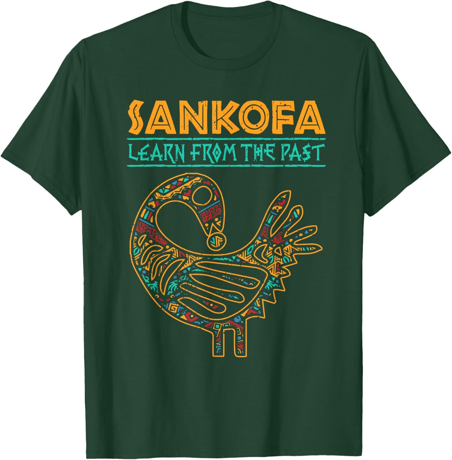 Black History Sankofa African Bird Juneteenth T-Shirt - T-Shirt | Forest