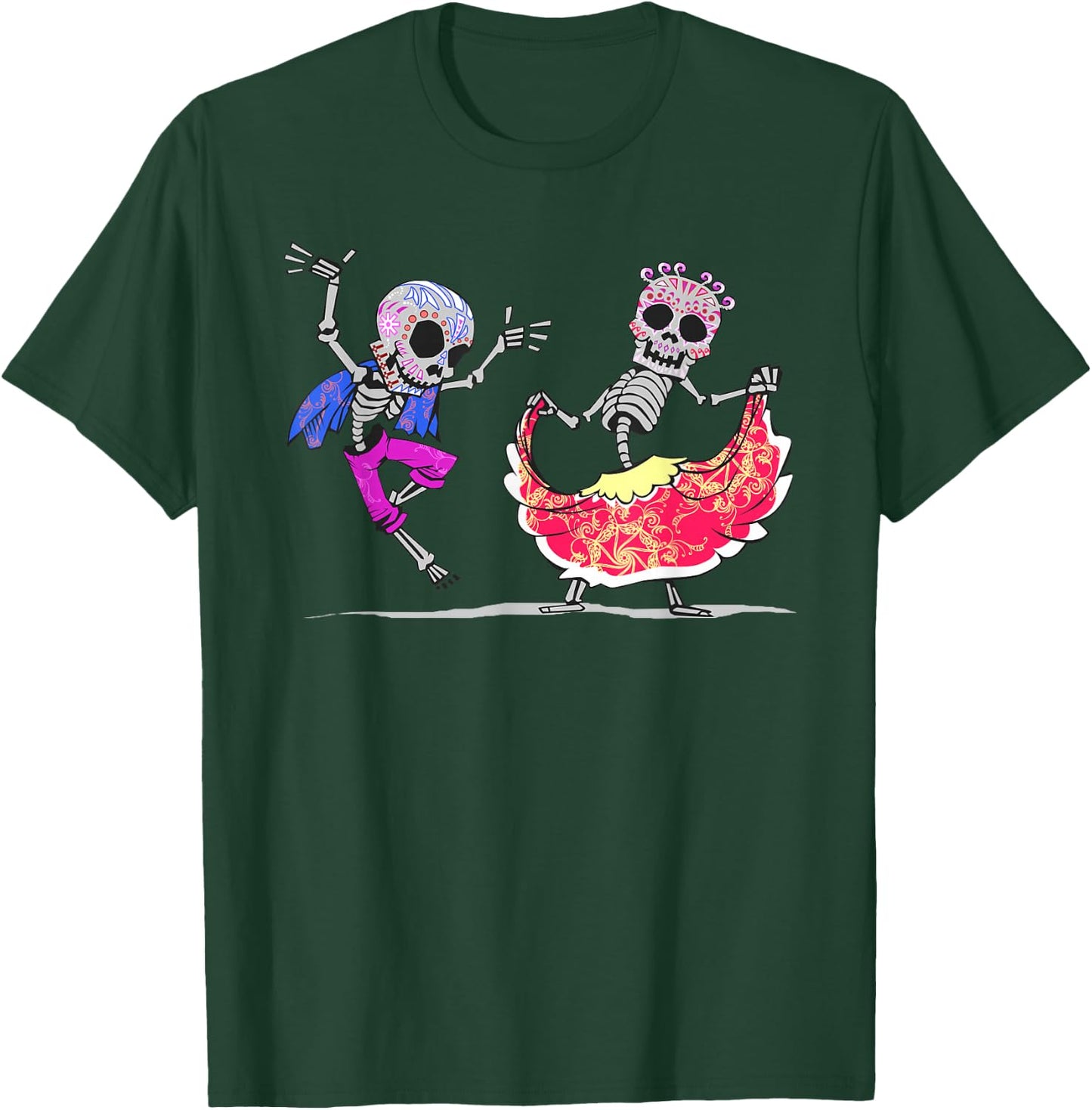 Ballet Folklorico Couples Mexican Dancer Sugar Skull T Shirt T-Shirt - T-Shirt | Forest