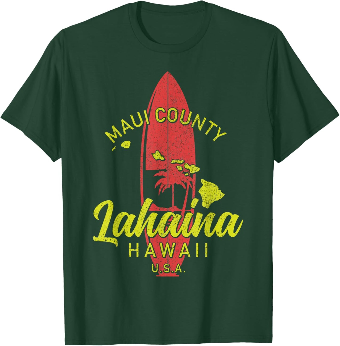 Maui County Lahaina Hawaii Surf Surfing Surfer Hawaiian T-Shirt - T-Shirt | Forest