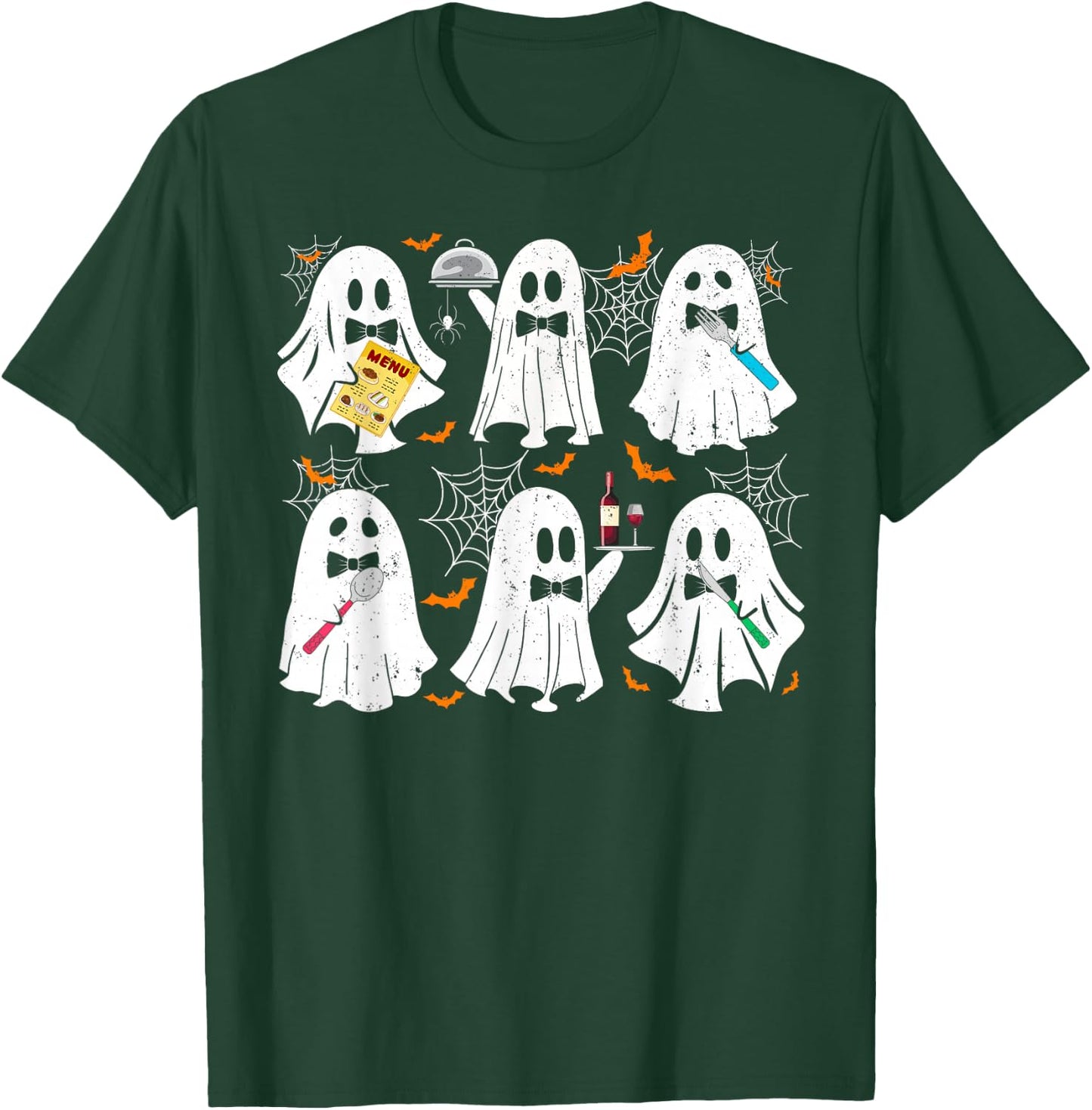 Ghost Waiter Waitress Funny Costume For Halloween Men Women T-Shirt - T-Shirt | Forest