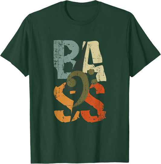 BASS Guitar Player Vintage Bass Clef for Bassist T-Shirt - T-Shirt | Forest