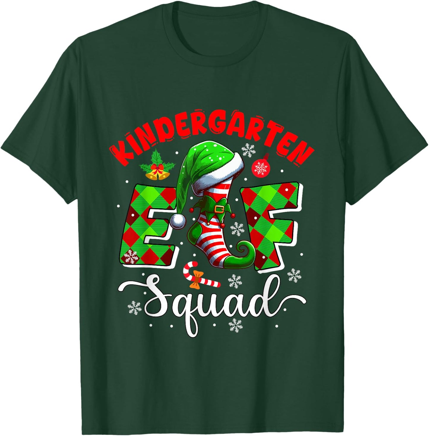Kindergarten Elf Squad Christmas Teachers Students Team T-Shirt - T-Shirt | Forest