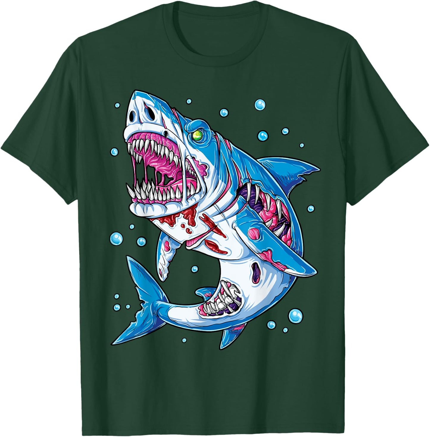 Shark Zombie Halloween Boys Men Skeleton Skull Rib Cage T-Shirt - T-Shirt | Forest