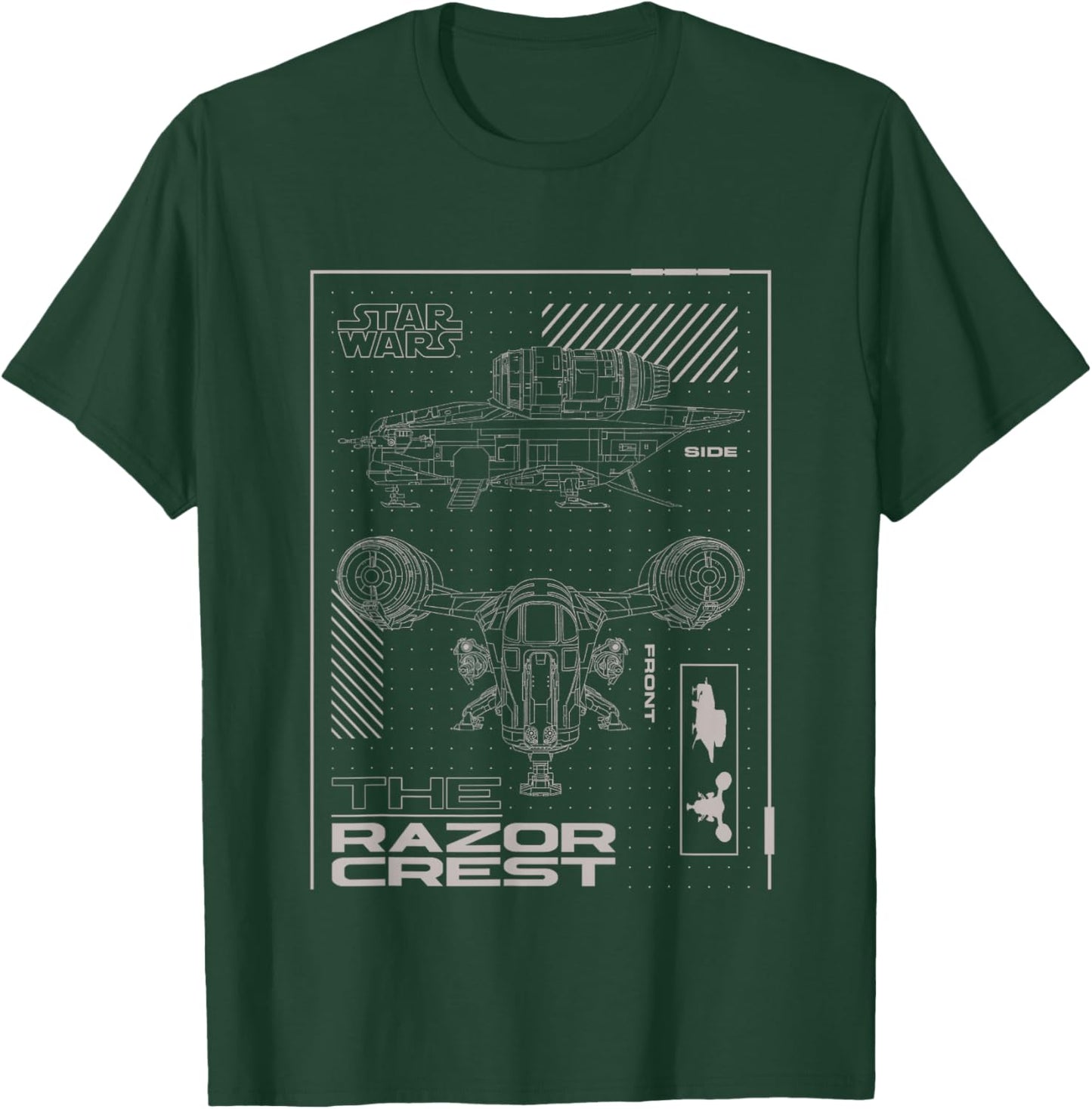 Star Wars Classic Razor Crest Blueprint T-Shirt - T-Shirt | Forest