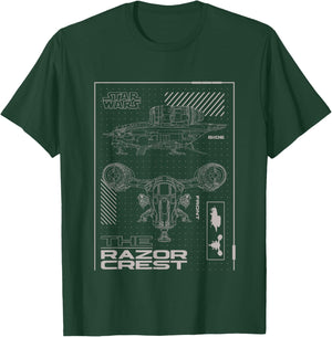 Star Wars Classic Razor Crest Blueprint T-Shirt - T-Shirt | Forest