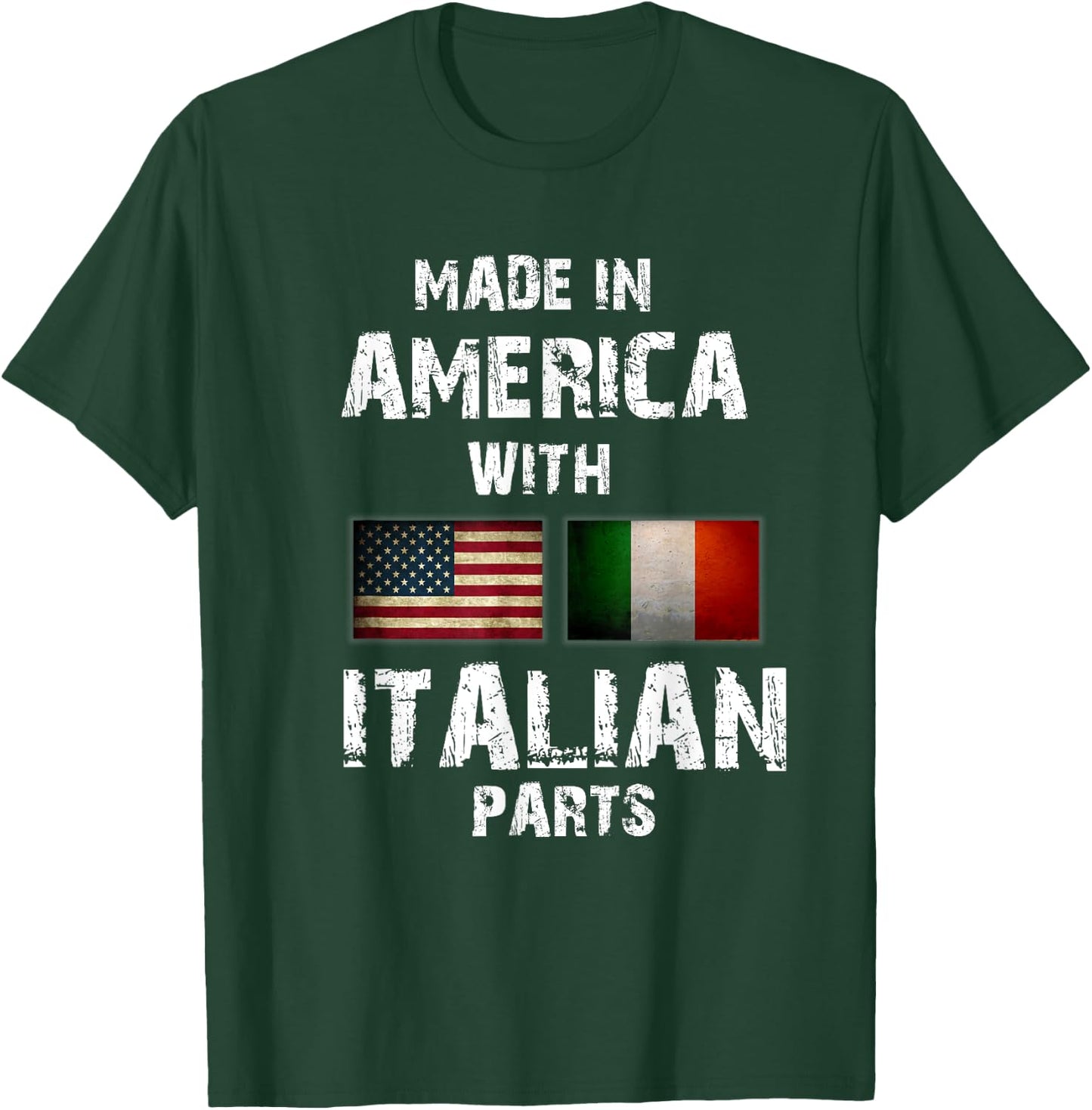 Made in America with Italian Parts Funny Gift Italy Flag T-Shirt - T-Shirt | Forest