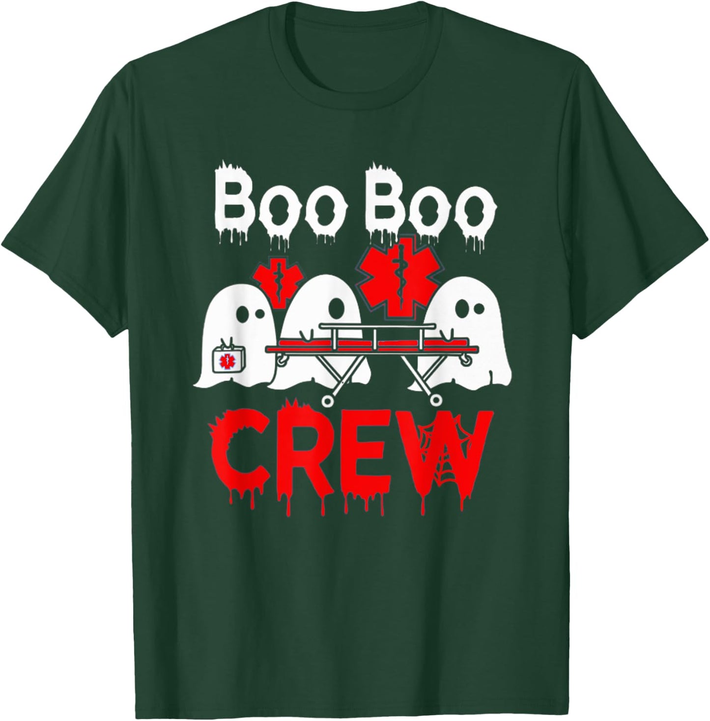 Ghost Boo Boo Crew EMT Paramedic Nurse Halloween T-Shirt - T-Shirt | Forest