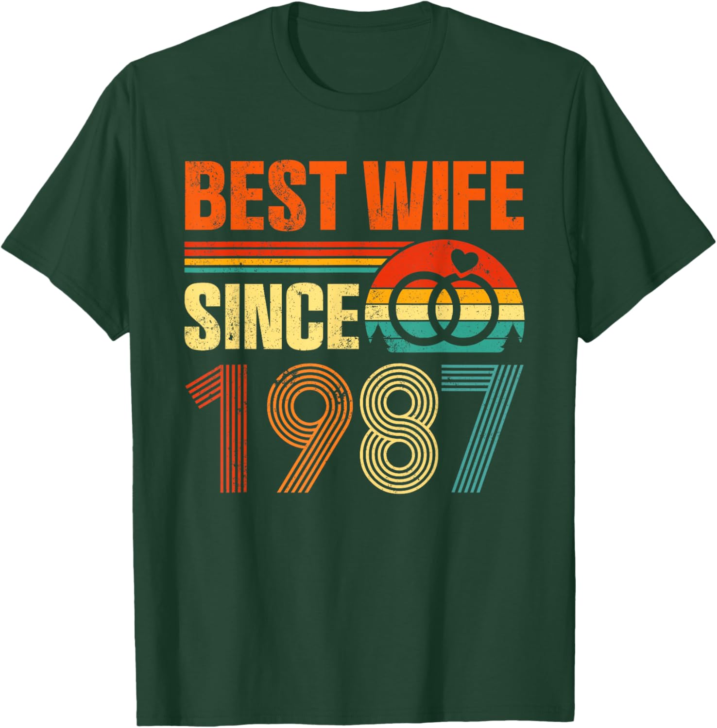 Vintage Distressed Best Wife Since 1987 39th Anniversary T-Shirt - T-Shirt | Forest