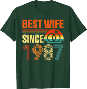 Vintage Distressed Best Wife Since 1987 39th Anniversary T-Shirt - T-Shirt | Forest