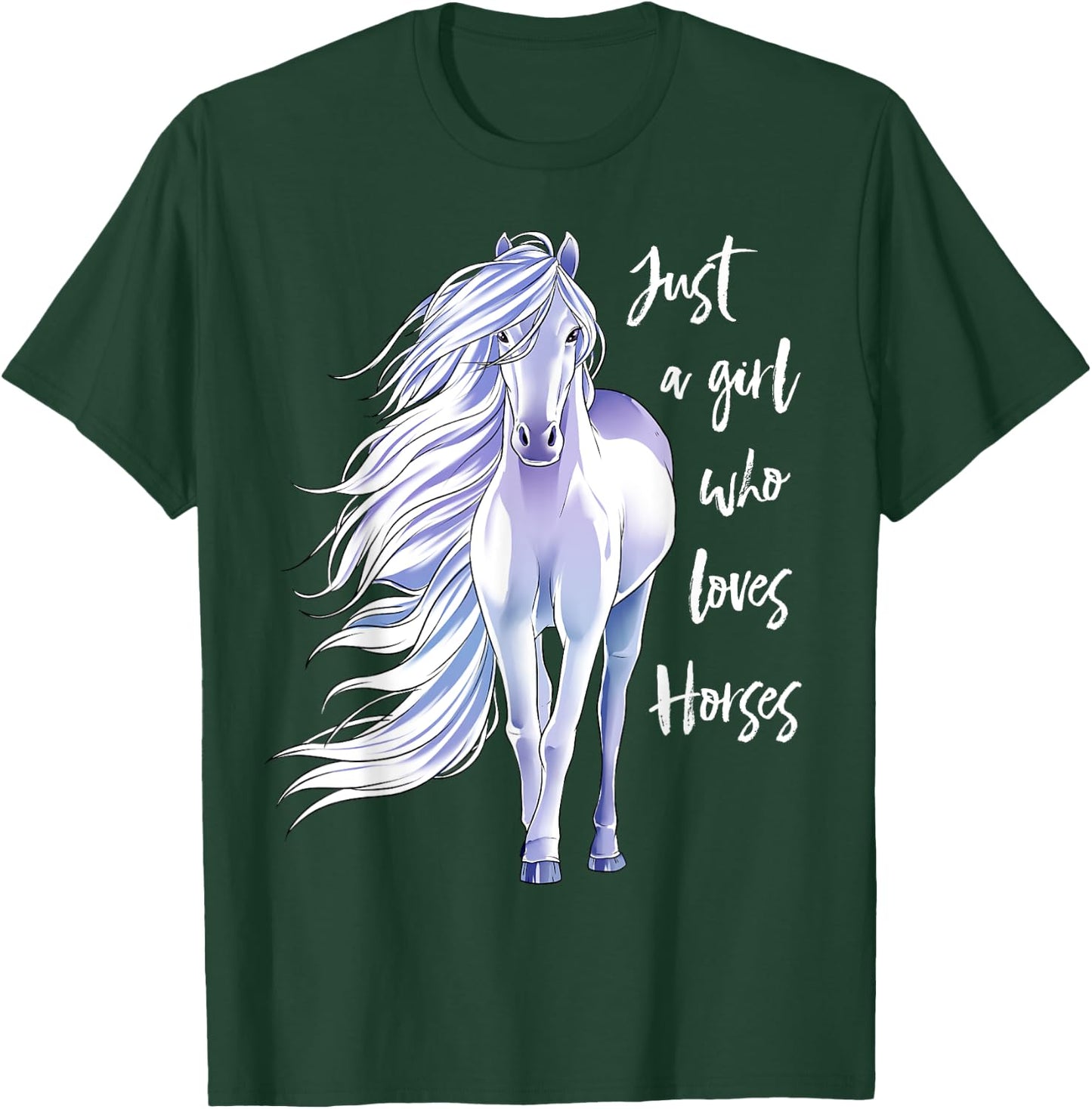 Horse Just A Girl Who Loves Horseback Riding Equestrian Farm T-Shirt - T-Shirt | Forest