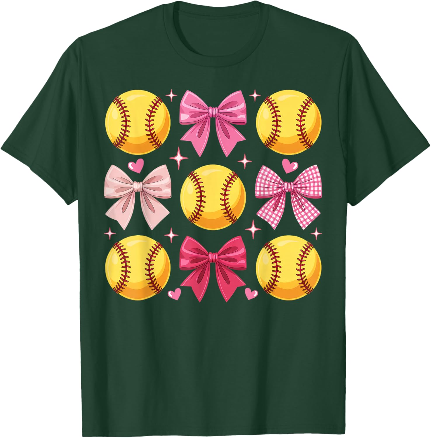 Girls Softball Pink Coquette Bow Softball Vibes Toddler T-Shirt - T-Shirt | Forest