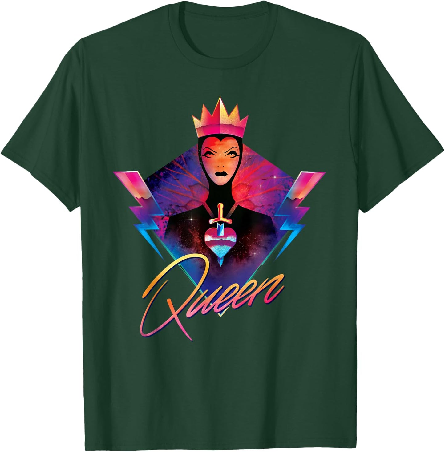 Disney Villains Evil Queen Neon 90s Rock Band T-Shirt - T-Shirt | Forest