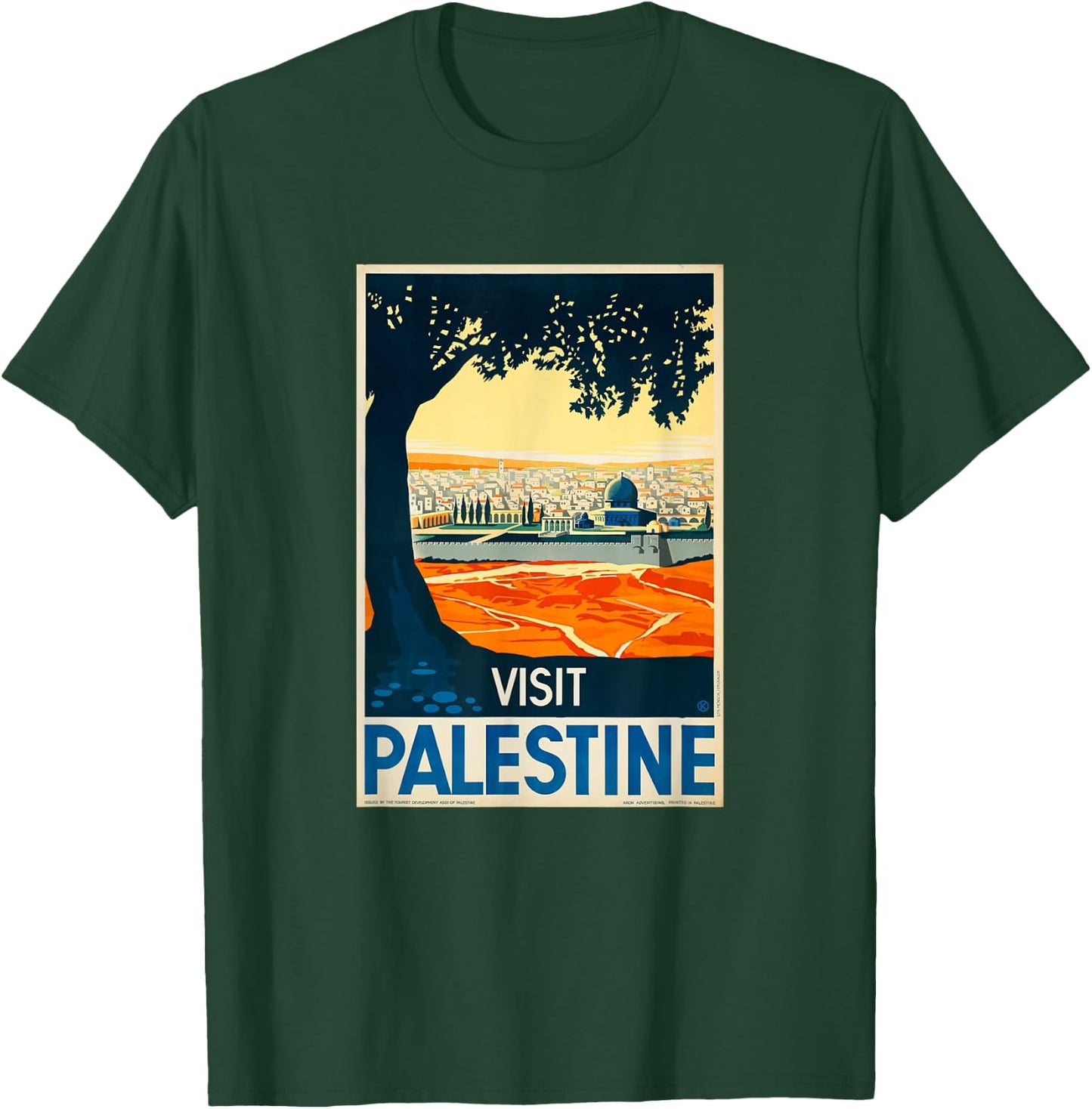 Visit Palestine Vintage Middle East Poster T-Shirt - T-Shirt | Forest