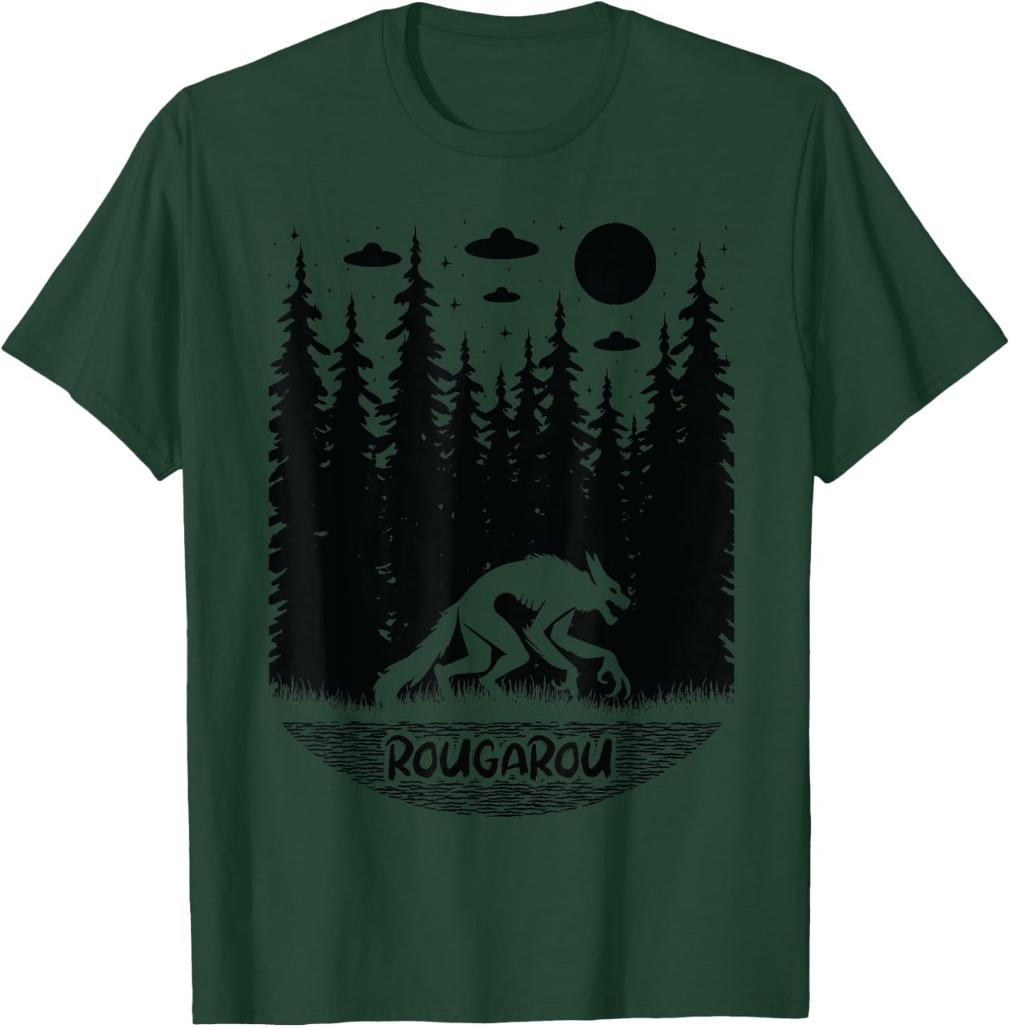 Funny Cryptid Rougarou Ufos Folklore Creature Cryptozoology T-Shirt - T-Shirt | Forest