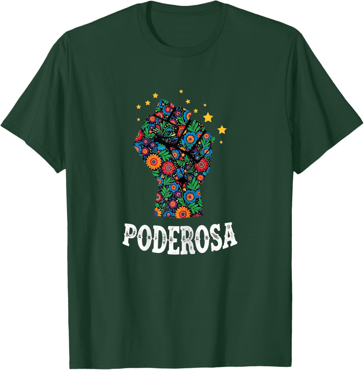 Poderosa Floral Fist Latina Feminist Hispanic Heritage Women T-Shirt - T-Shirt | Forest