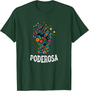 Poderosa Floral Fist Latina Feminist Hispanic Heritage Women T-Shirt - T-Shirt | Forest