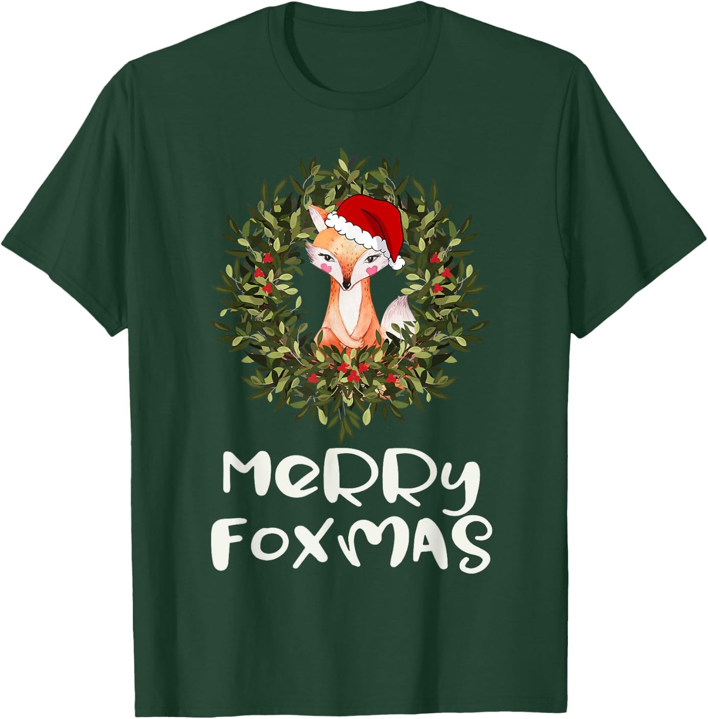 Cute Santa Fox Xmas Merry Foxmas T-Shirt - T-Shirt | Forest