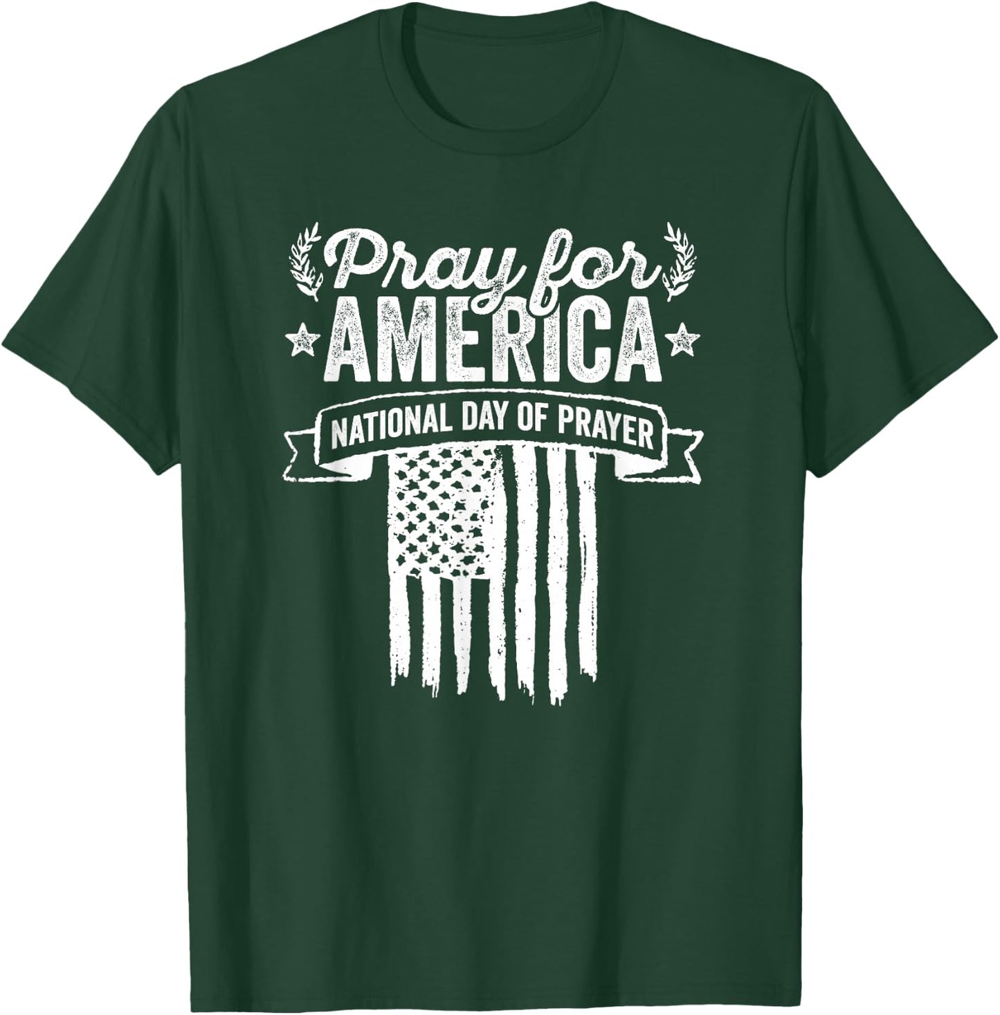 National Day Of Prayer Christian American Flag T-Shirt - T-Shirt | Forest