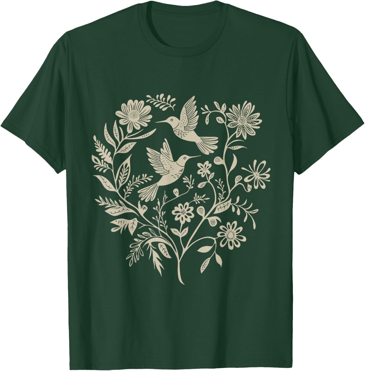Cottagecore Birds and Flowers T-Shirt - T-Shirt | Forest
